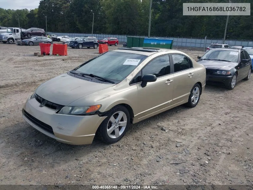 2008 Honda Civic Ex VIN: 1HGFA16868L036782 Lot: 40365148