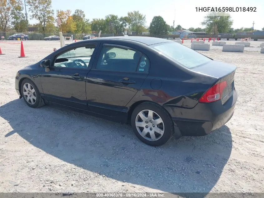 2008 Honda Civic Lx VIN: 1HGFA16598L018492 Lot: 40365376