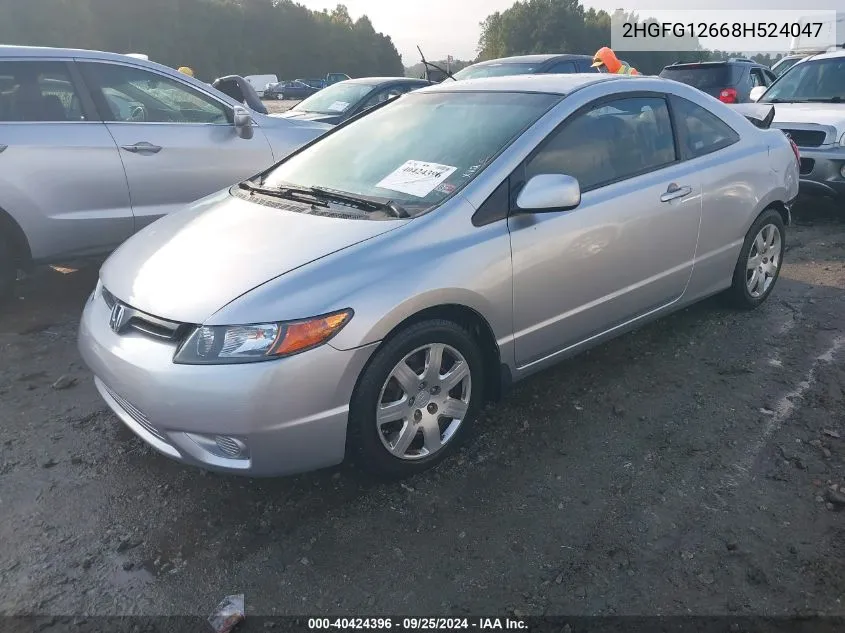 2008 Honda Civic Lx VIN: 2HGFG12668H524047 Lot: 40424396