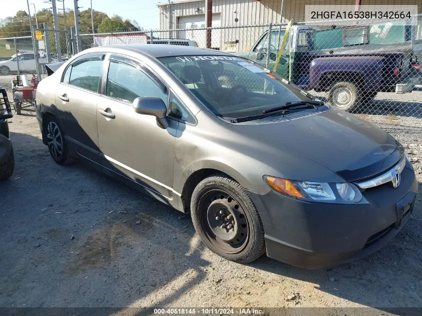 2008 Honda Civic Lx VIN: 2HGFA16538H342664 Lot: 40518145