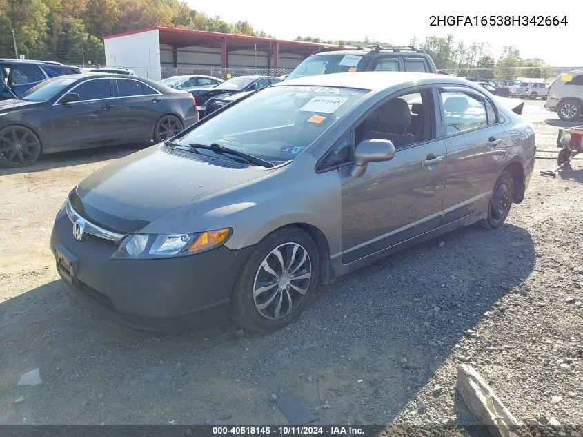 2008 Honda Civic Lx VIN: 2HGFA16538H342664 Lot: 40518145