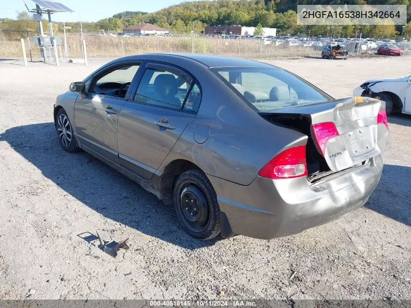 2008 Honda Civic Lx VIN: 2HGFA16538H342664 Lot: 40518145