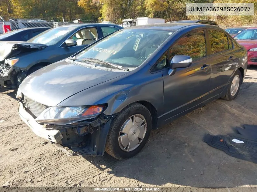 2008 Honda Civic Hybrid VIN: JHMFA36298S026077 Lot: 40520818