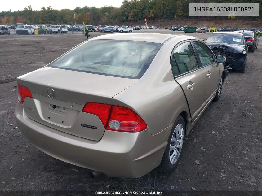 2008 Honda Civic Lx VIN: 1HGFA16508L000821 Lot: 40557466