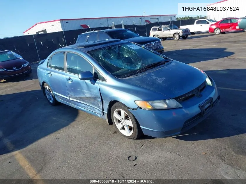 2008 Honda Civic Ex VIN: 1HGFA16848L037624 Lot: 40558710