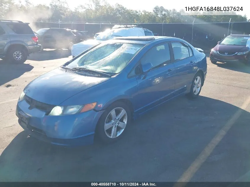 2008 Honda Civic Ex VIN: 1HGFA16848L037624 Lot: 40558710