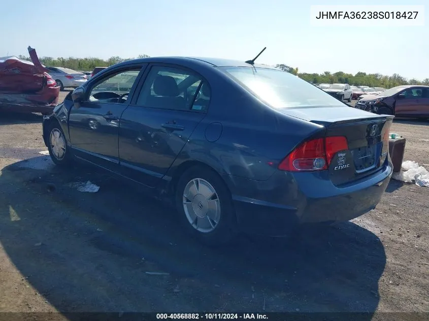 2008 Honda Civic Hybrid VIN: JHMFA36238S018427 Lot: 40568882