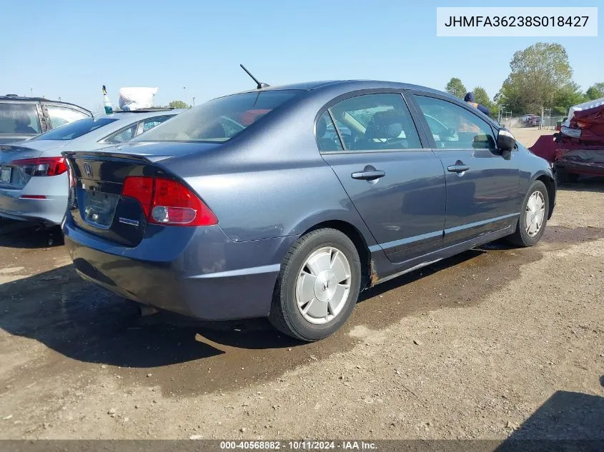 2008 Honda Civic Hybrid VIN: JHMFA36238S018427 Lot: 40568882