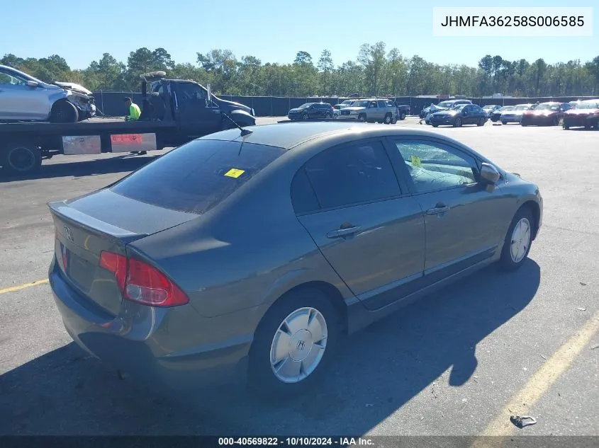 2008 Honda Civic Hybrid VIN: JHMFA36258S006585 Lot: 40569822