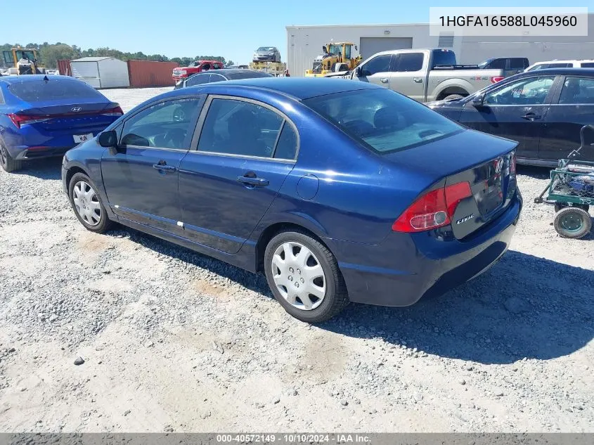 2008 Honda Civic Lx VIN: 1HGFA16588L045960 Lot: 40572149