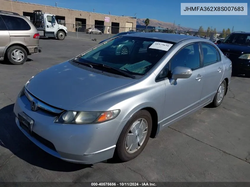 JHMFA362X8S007683 2008 Honda Civic Hybrid