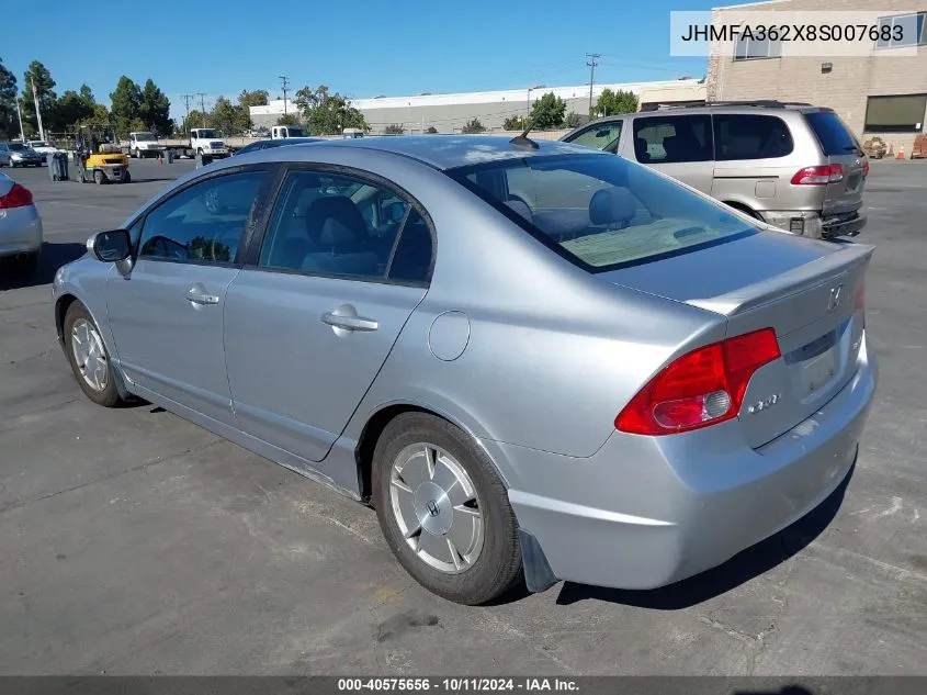 2008 Honda Civic Hybrid VIN: JHMFA362X8S007683 Lot: 40575656