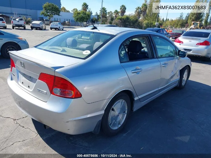 JHMFA362X8S007683 2008 Honda Civic Hybrid