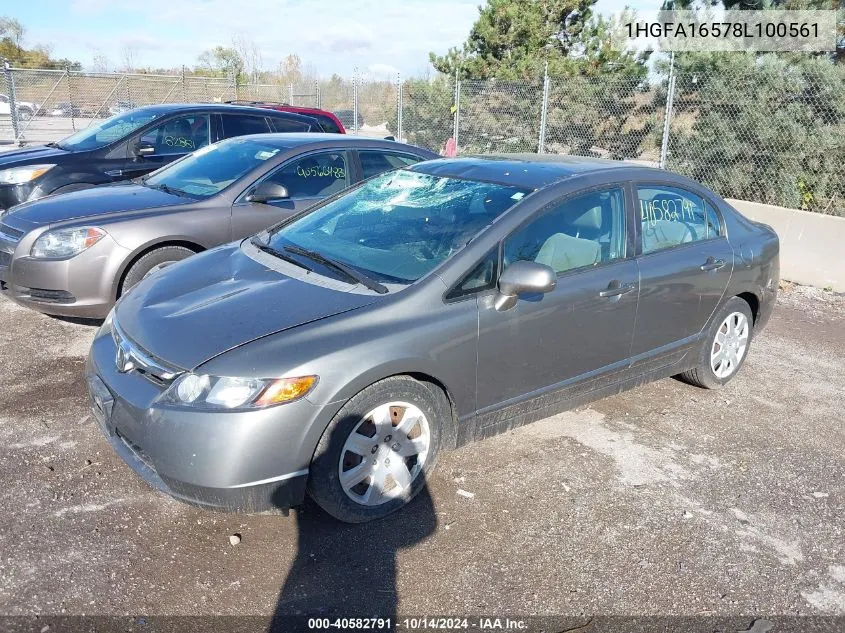 2008 Honda Civic Lx VIN: 1HGFA16578L100561 Lot: 40582791