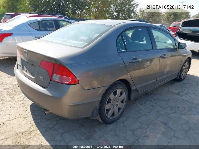 2008 Honda Civic Lx VIN: 2HGFA16528H317142 Lot: 40590098