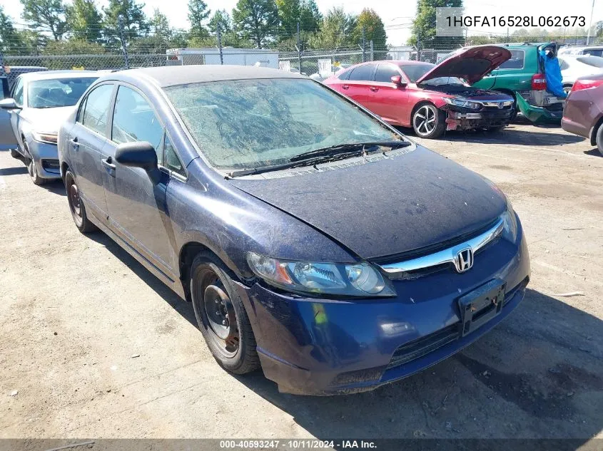 2008 Honda Civic Lx VIN: 1HGFA16528L062673 Lot: 40593247