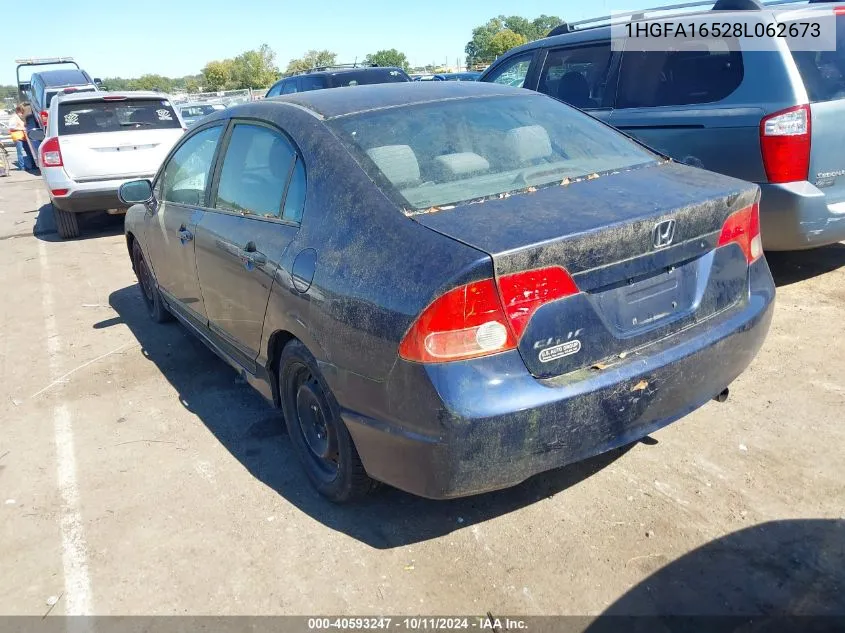 2008 Honda Civic Lx VIN: 1HGFA16528L062673 Lot: 40593247