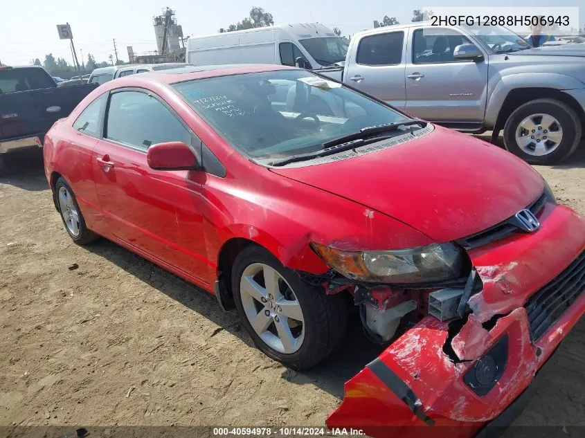 2008 Honda Civic Ex VIN: 2HGFG12888H506943 Lot: 40594978