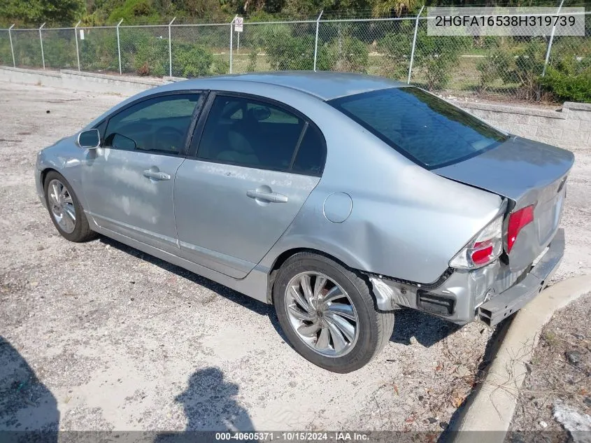 2008 Honda Civic Lx VIN: 2HGFA16538H319739 Lot: 40605371