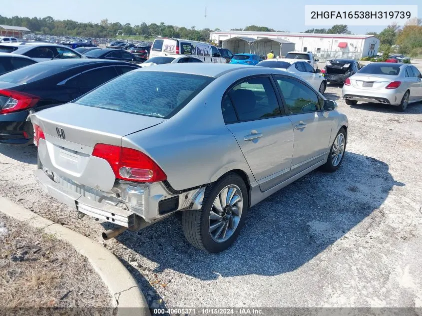 2008 Honda Civic Lx VIN: 2HGFA16538H319739 Lot: 40605371