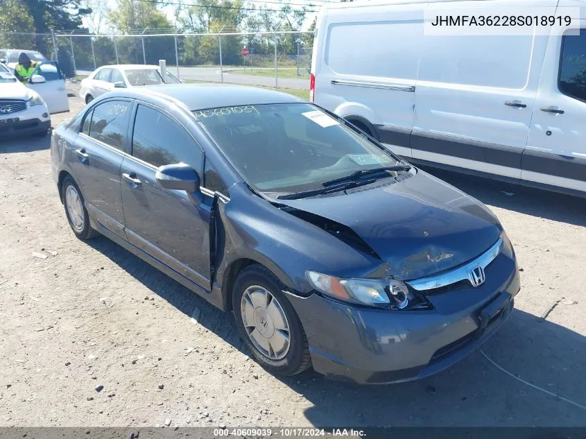 2008 Honda Civic Hybrid Hybrid VIN: JHMFA36228S018919 Lot: 40609039