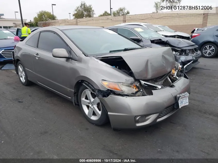 2008 Honda Civic Ex VIN: 2HGFG12878H512006 Lot: 40609986