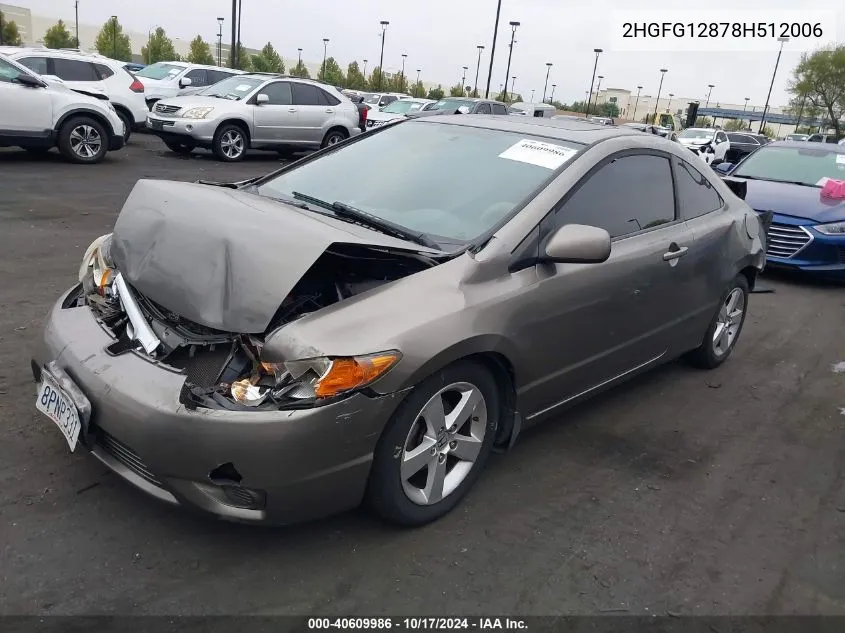 2008 Honda Civic Ex VIN: 2HGFG12878H512006 Lot: 40609986