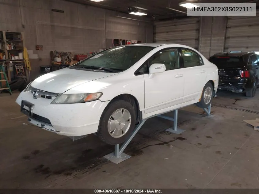 2008 Honda Civic Hybrid VIN: JHMFA362X8S027111 Lot: 40616687