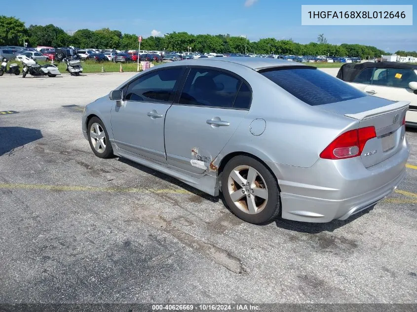 2008 Honda Civic Ex VIN: 1HGFA168X8L012646 Lot: 40626669