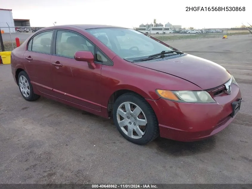 2008 Honda Civic Lx VIN: 2HGFA16568H530868 Lot: 40648862