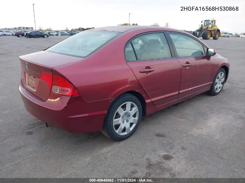 2008 Honda Civic Lx VIN: 2HGFA16568H530868 Lot: 40648862