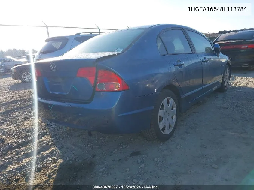 1HGFA16548L113784 2008 Honda Civic Lx