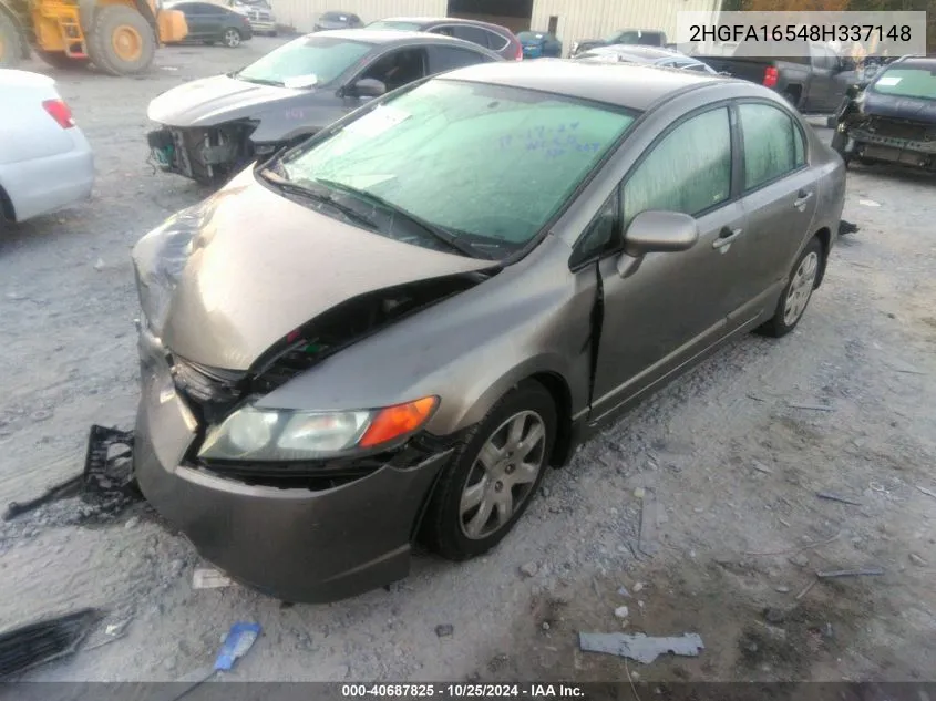 2008 Honda Civic Lx VIN: 2HGFA16548H337148 Lot: 40687825