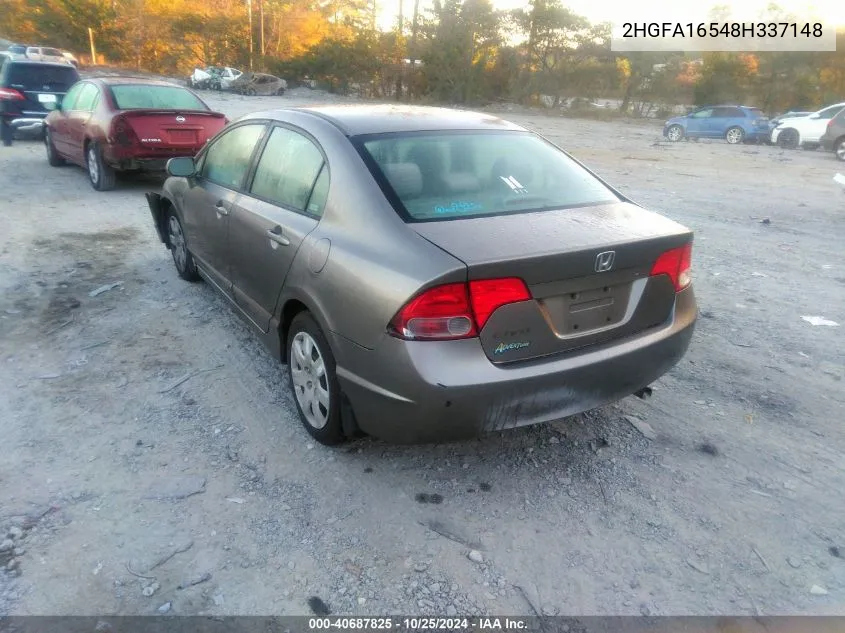 2008 Honda Civic Lx VIN: 2HGFA16548H337148 Lot: 40687825