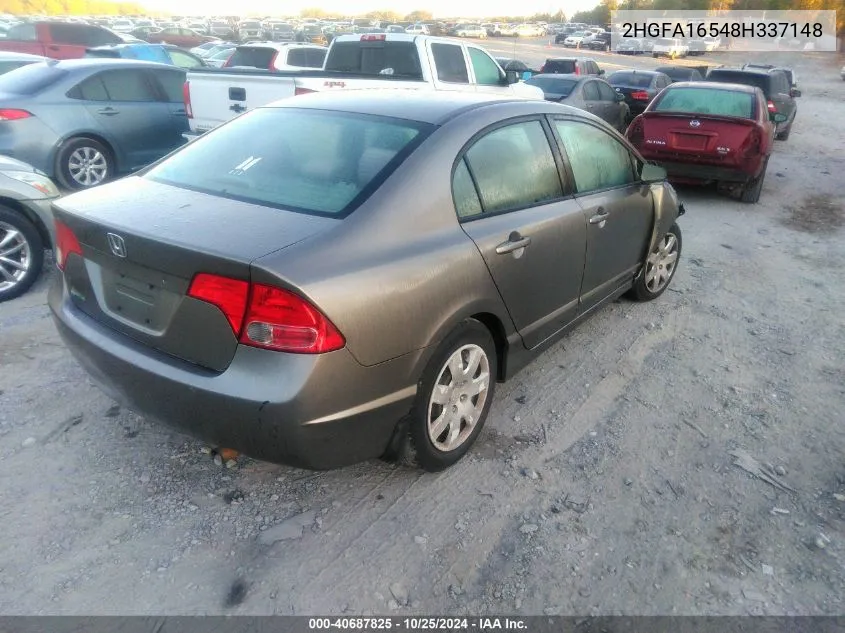 2008 Honda Civic Lx VIN: 2HGFA16548H337148 Lot: 40687825