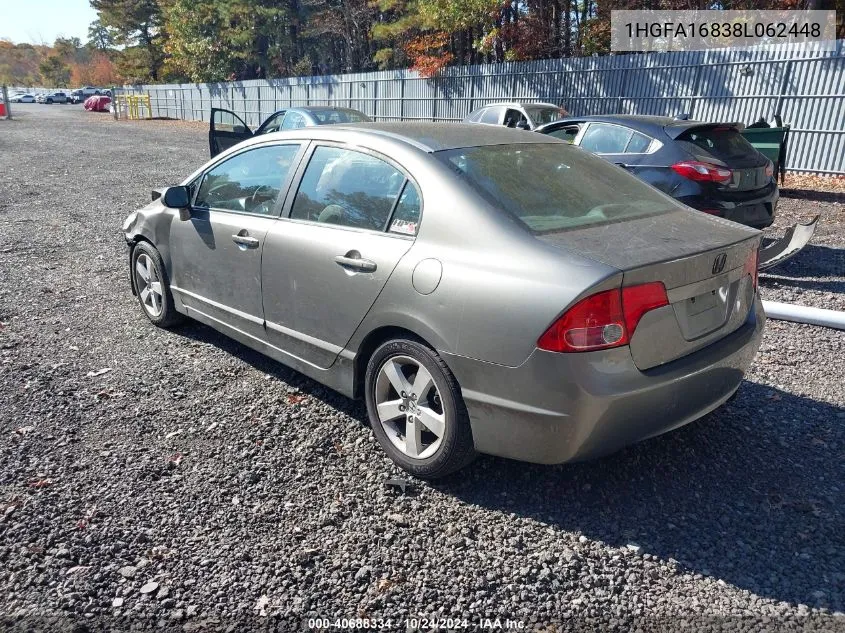 2008 Honda Civic Ex VIN: 1HGFA16838L062448 Lot: 40688334