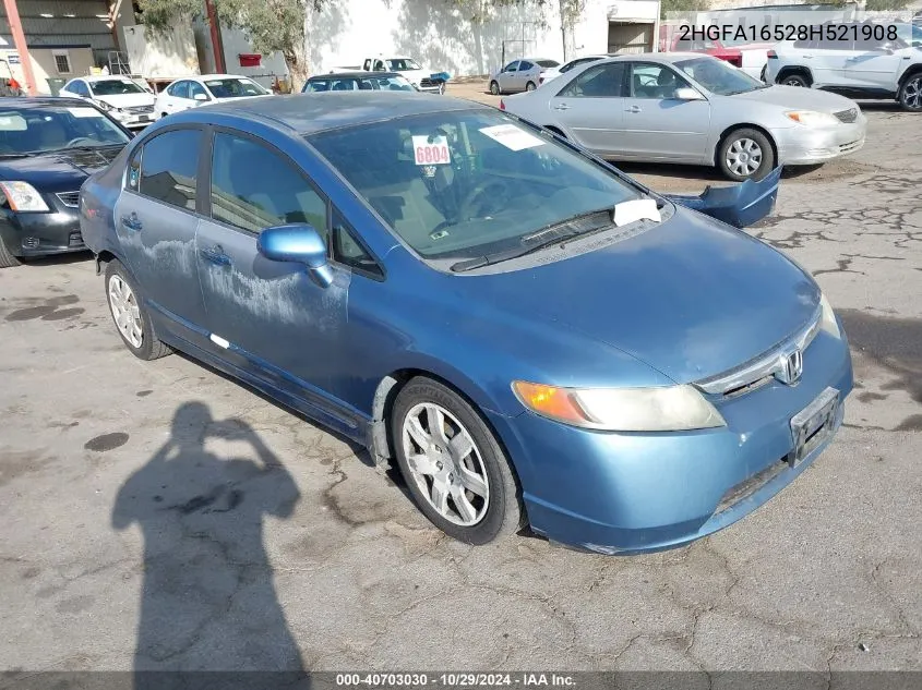 2008 Honda Civic Lx VIN: 2HGFA16528H521908 Lot: 40703030