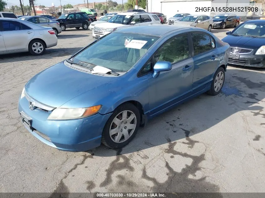 2008 Honda Civic Lx VIN: 2HGFA16528H521908 Lot: 40703030