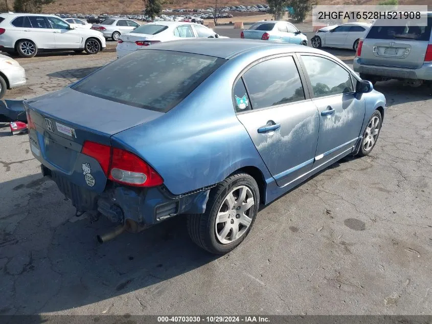 2008 Honda Civic Lx VIN: 2HGFA16528H521908 Lot: 40703030