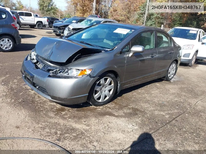 2008 Honda Civic Lx VIN: 2HGFA165X8H348767 Lot: 40704108