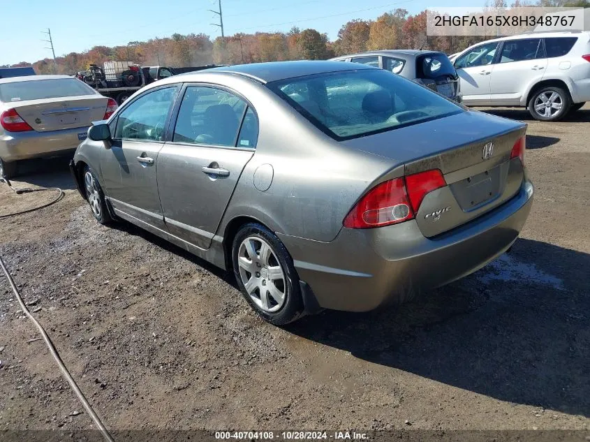 2008 Honda Civic Lx VIN: 2HGFA165X8H348767 Lot: 40704108