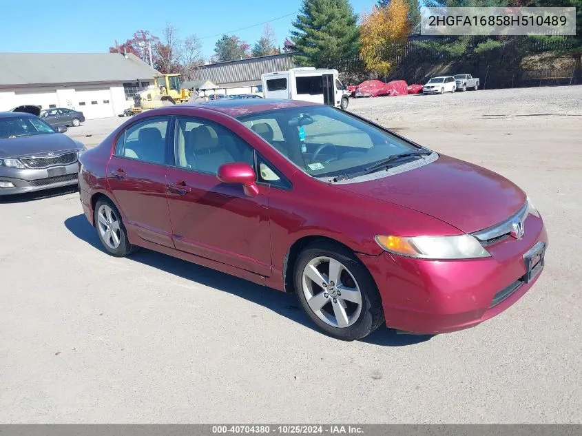 2008 Honda Civic Ex VIN: 2HGFA16858H510489 Lot: 40704380