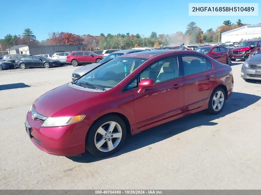 2008 Honda Civic Ex VIN: 2HGFA16858H510489 Lot: 40704380