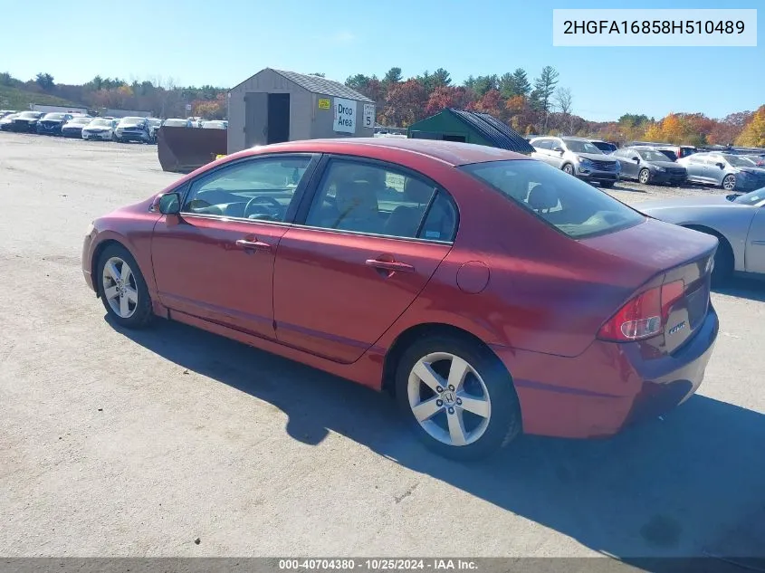 2008 Honda Civic Ex VIN: 2HGFA16858H510489 Lot: 40704380