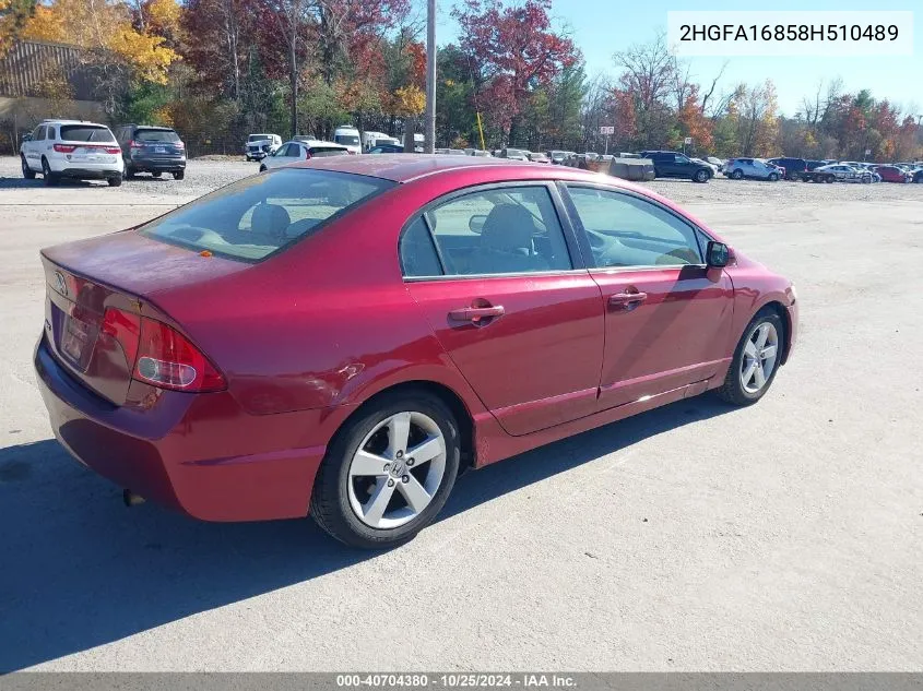 2008 Honda Civic Ex VIN: 2HGFA16858H510489 Lot: 40704380