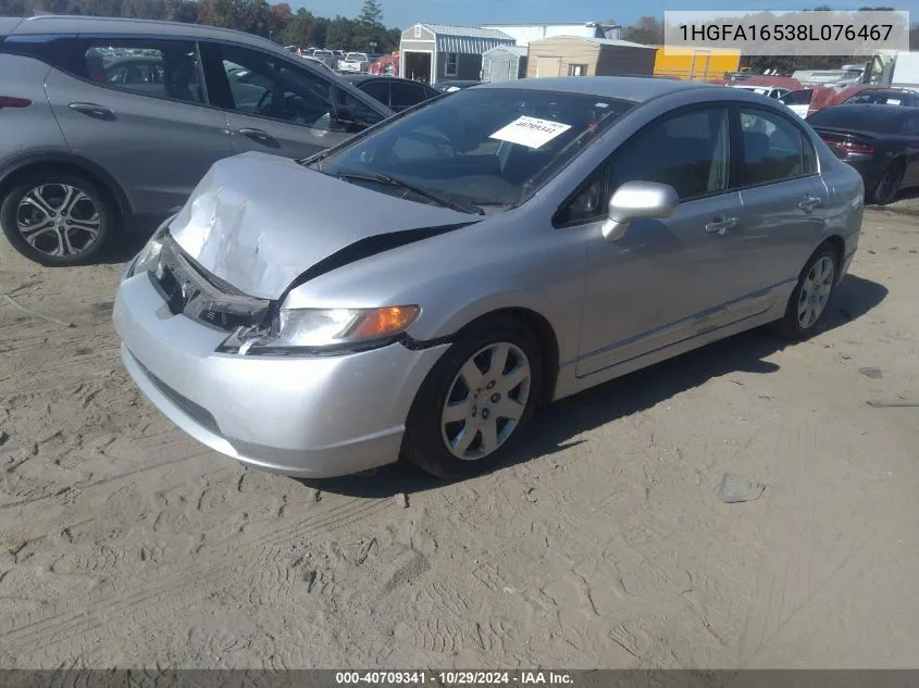 2008 Honda Civic Lx VIN: 1HGFA16538L076467 Lot: 40709341