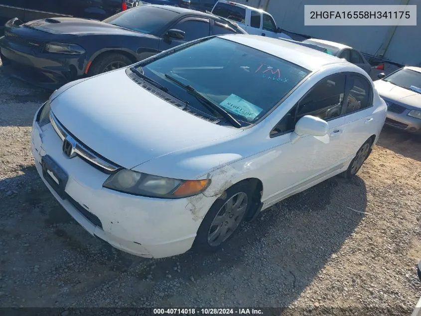 2008 Honda Civic Lx VIN: 2HGFA16558H341175 Lot: 40714018