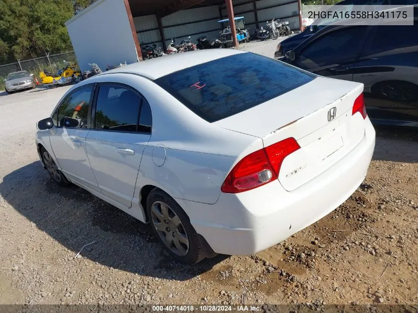 2008 Honda Civic Lx VIN: 2HGFA16558H341175 Lot: 40714018