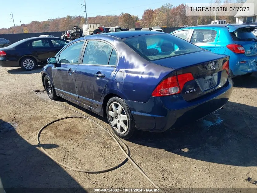 2008 Honda Civic Lx VIN: 1HGFA16538L047373 Lot: 40724332