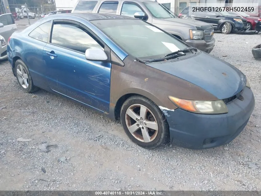 2008 Honda Civic Lx VIN: 2HGFG12678H502459 Lot: 40740118